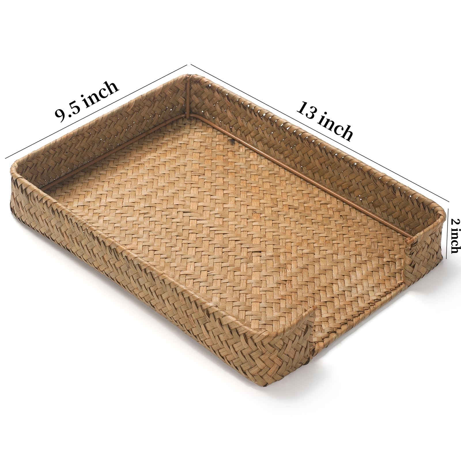 Seagrass Letter Tray Woven Desk Wicker Desktop Basket Organizer Papers Files
