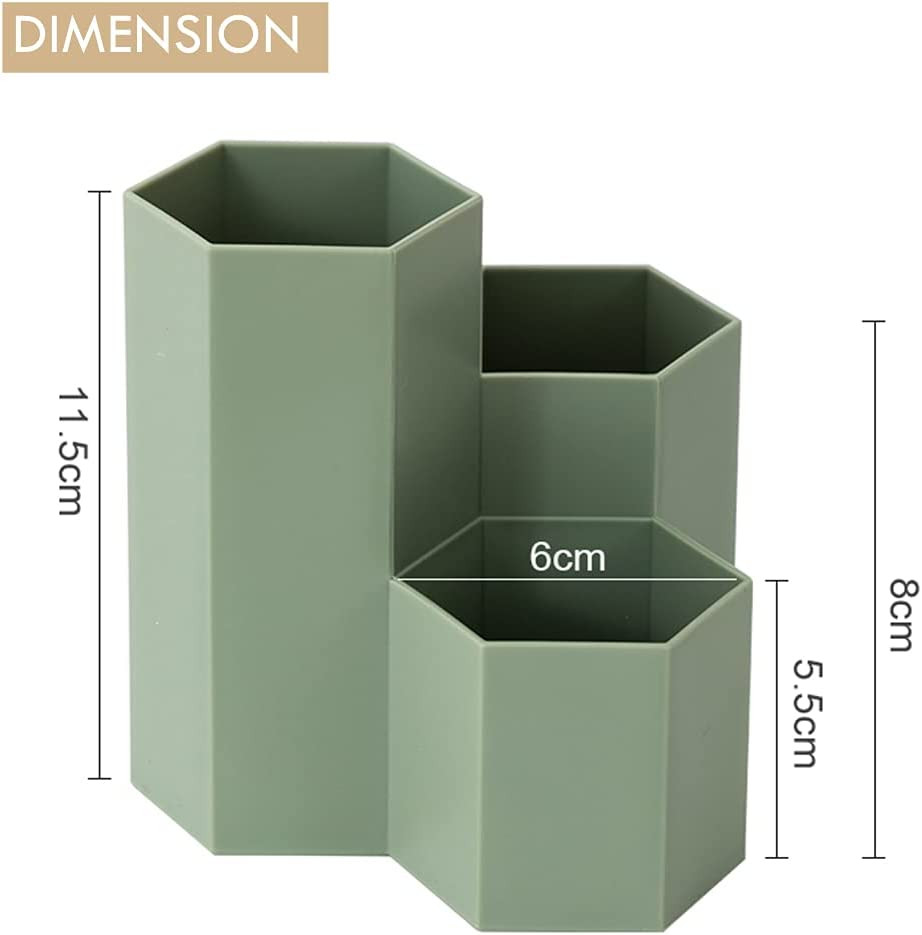 Green Triangular Pen Holder Desk Organizer Pencil Cup Office School Home