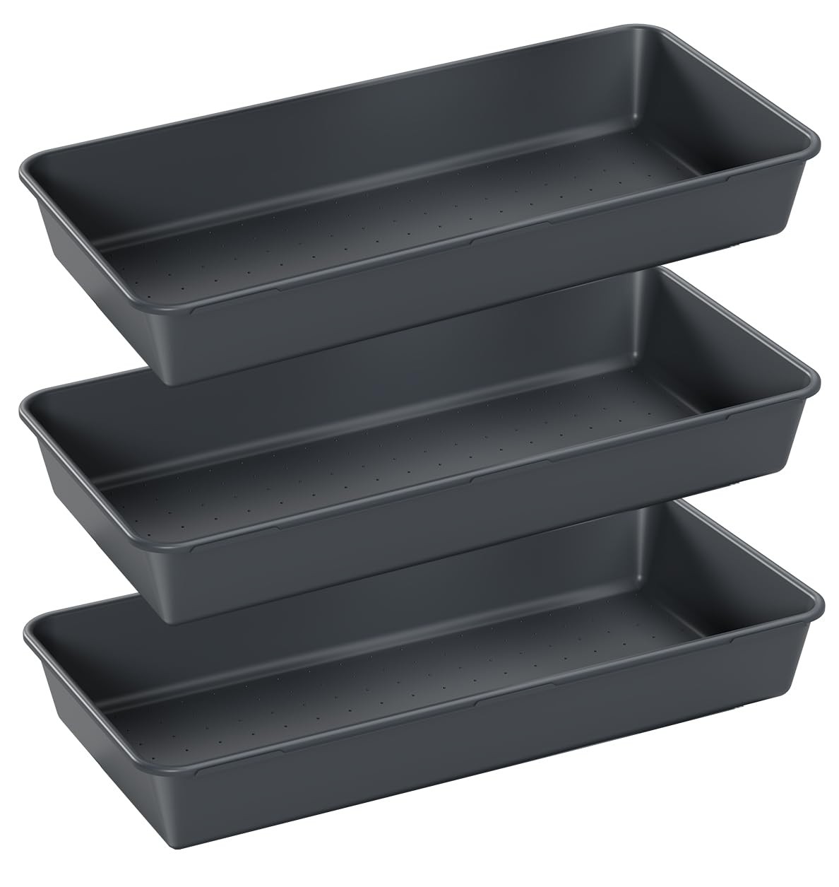 3PCS Large Plastic Drawer Organizer, 12″ X 6″ Desk Drawer Organizer and Stora…