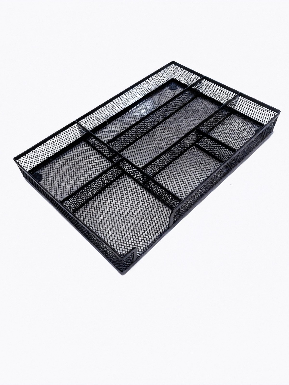 Black 12.6×8.27×1.57 Inch Mesh Desk Drawer Organizer Tray 6 Compartment Office