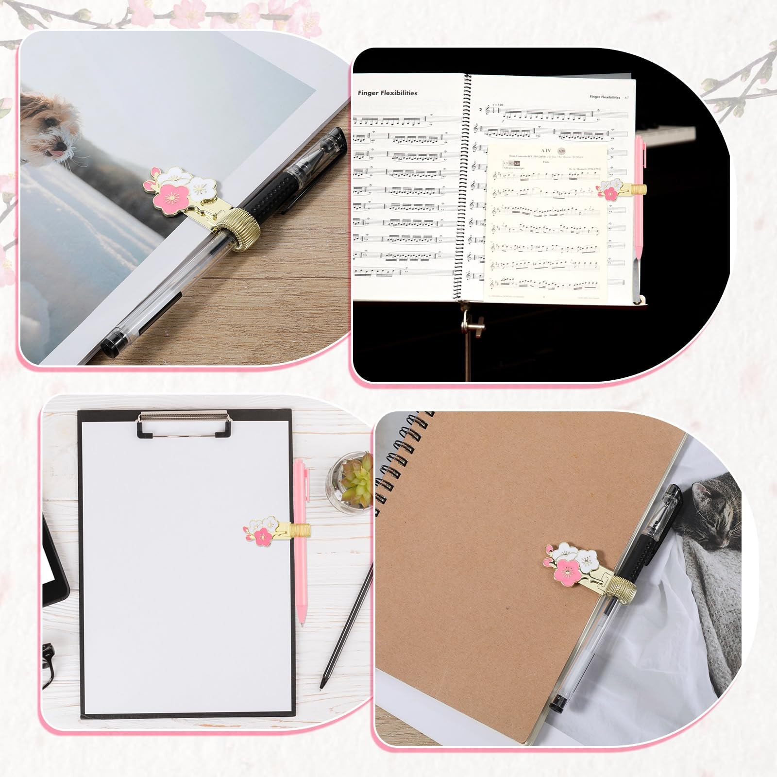 2 Pcs Pen Holder for Notebook, Adjustable Metal Pen Holder Clip Spring Loop F…