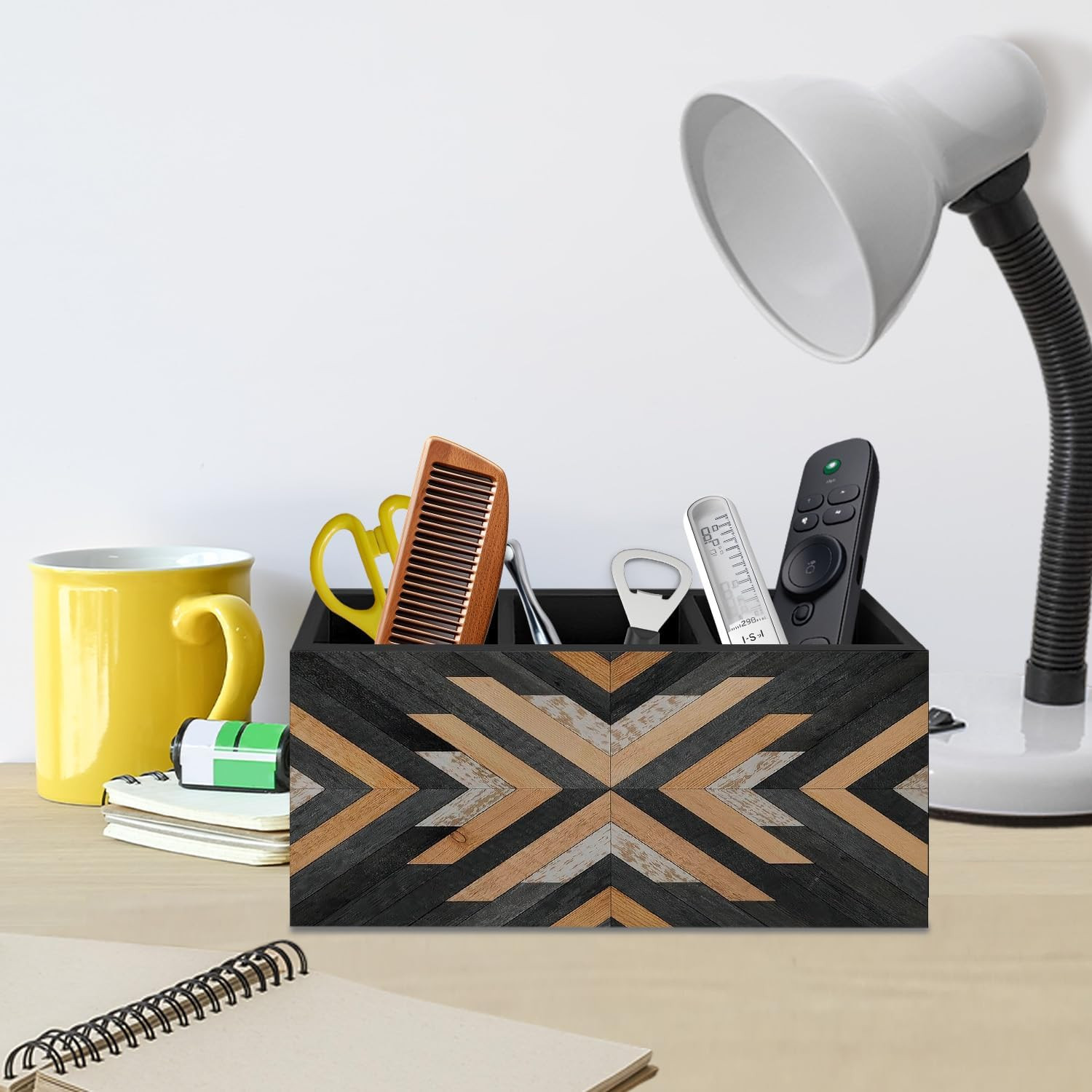 Western Pen Holder for Home Office Desk, Aztec Decor, Retro Boho Western Aztec M
