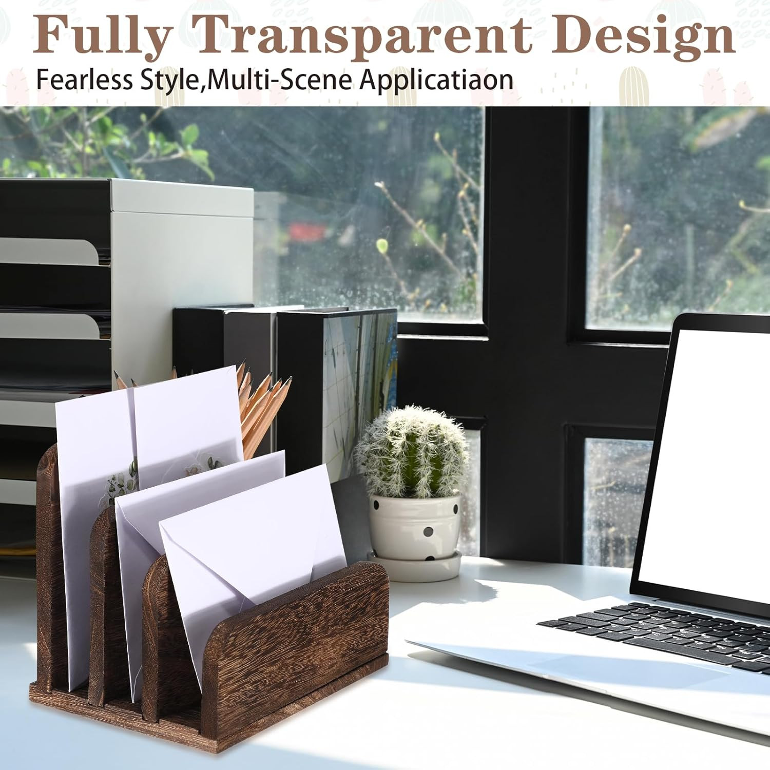 Wooden Mail Organizer 3 Slots Mail Holder for Desk Wood File Paper Letter Holder