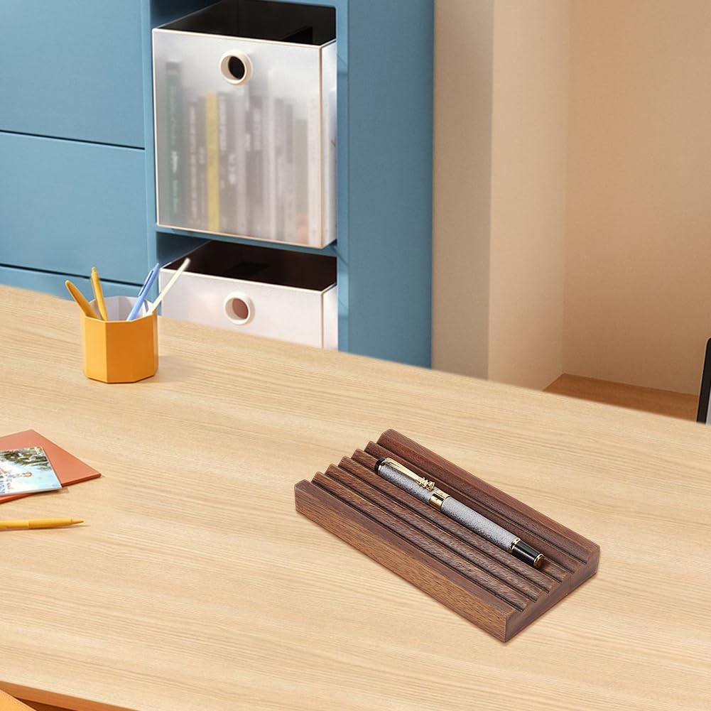 Walnut Horizontal Pen Holder Rectangle Pen Holder Wooden Desk Organizer Penci…