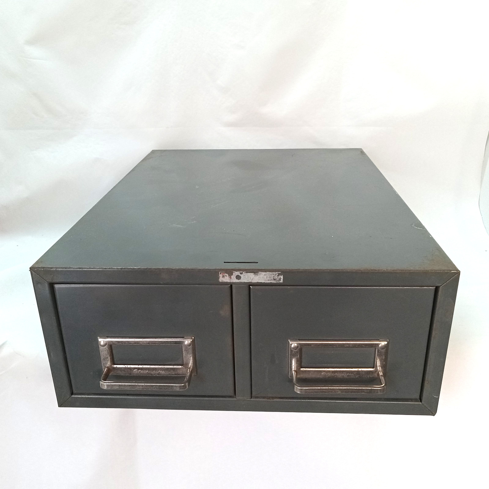 Vintage ASCO 2 Drawer Steel Index Card Cabinet Filing Cabinet