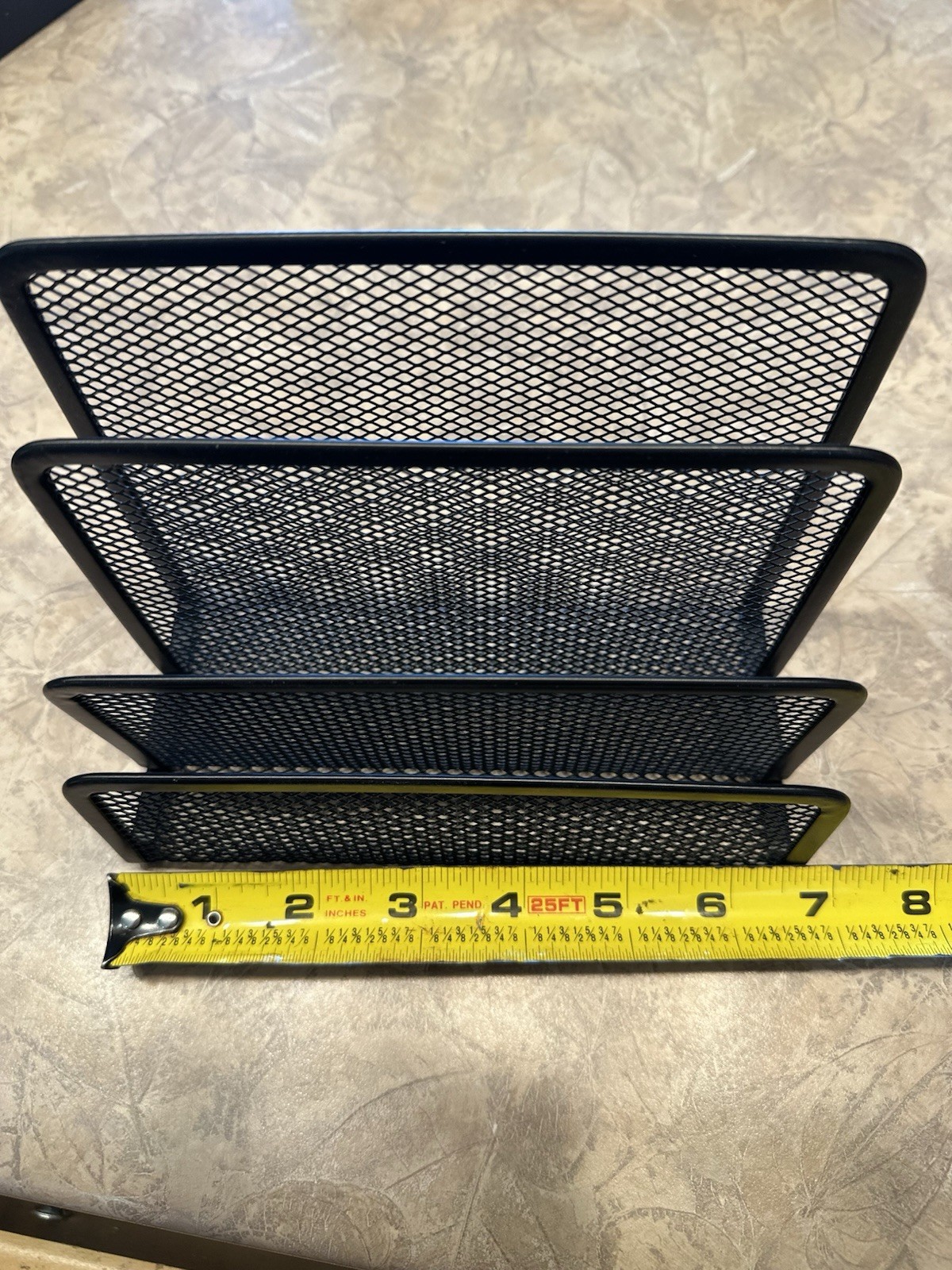 4 Compartment Wire Mesh Letter Holder Matte Black