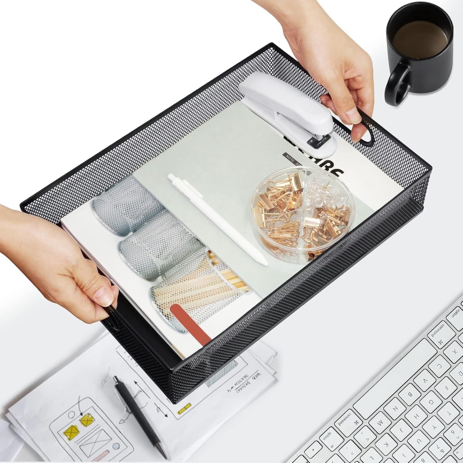 Professional 4 Pack Drawer Organizers with Adjustable Sections for Office Use