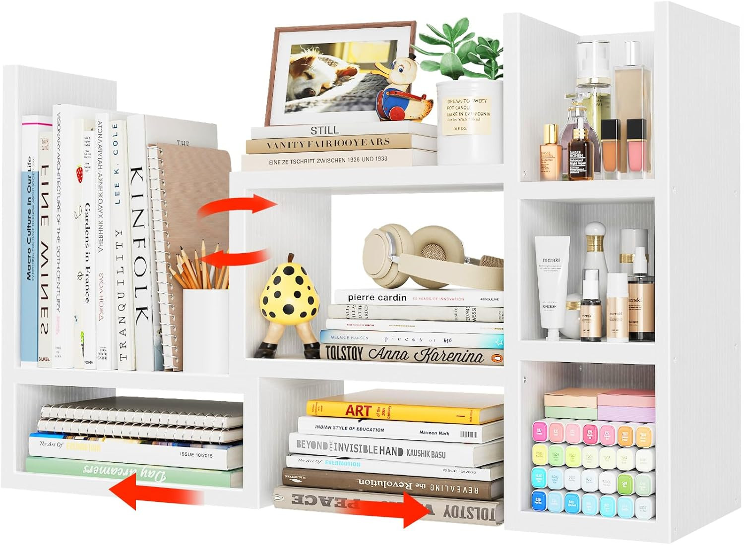 Desk Shelves Desktop Organizer Shlef – White Office Organization for Top of Desk