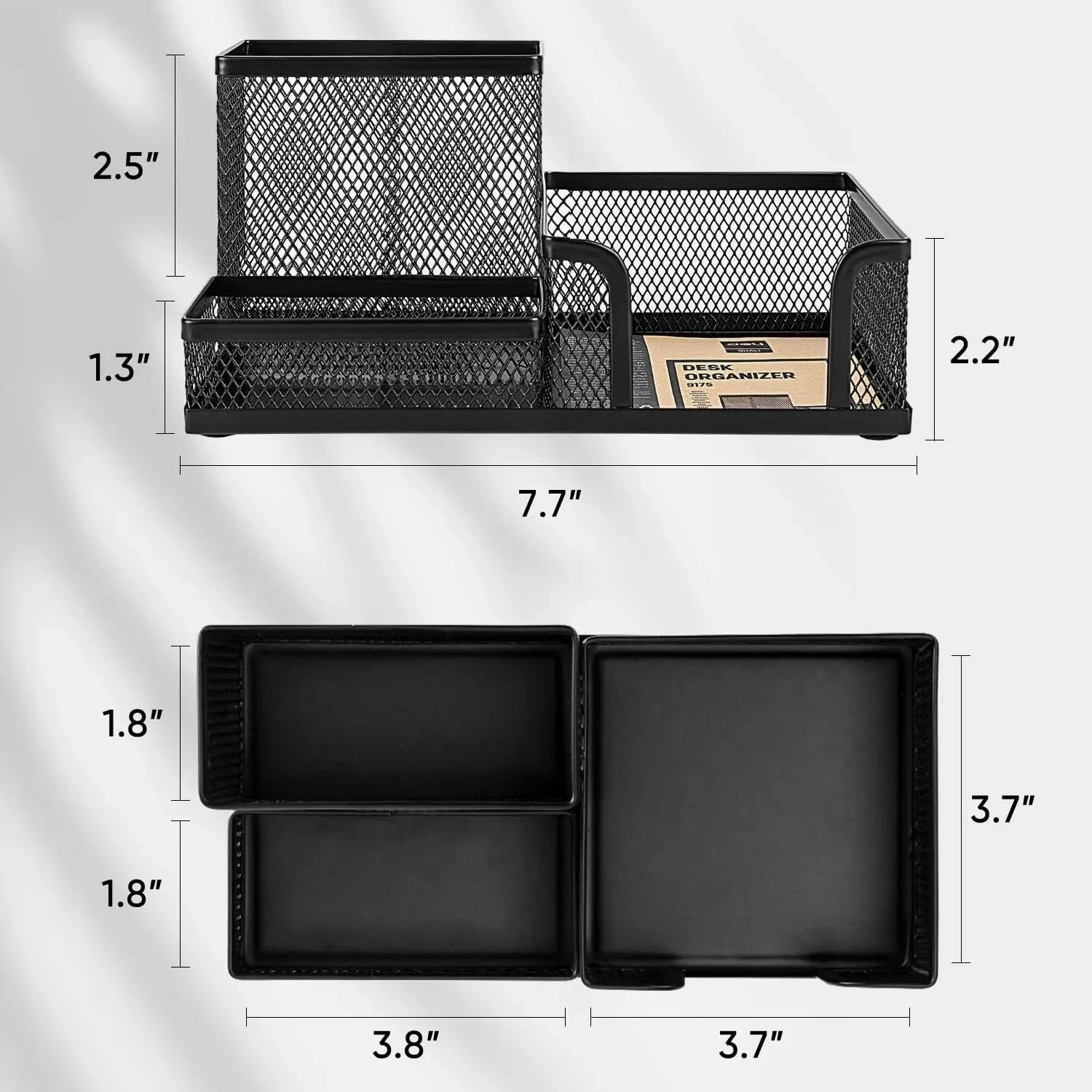 Mesh Desk Organizer Office Supplies Caddy with Pencil Holder and Storage Basket