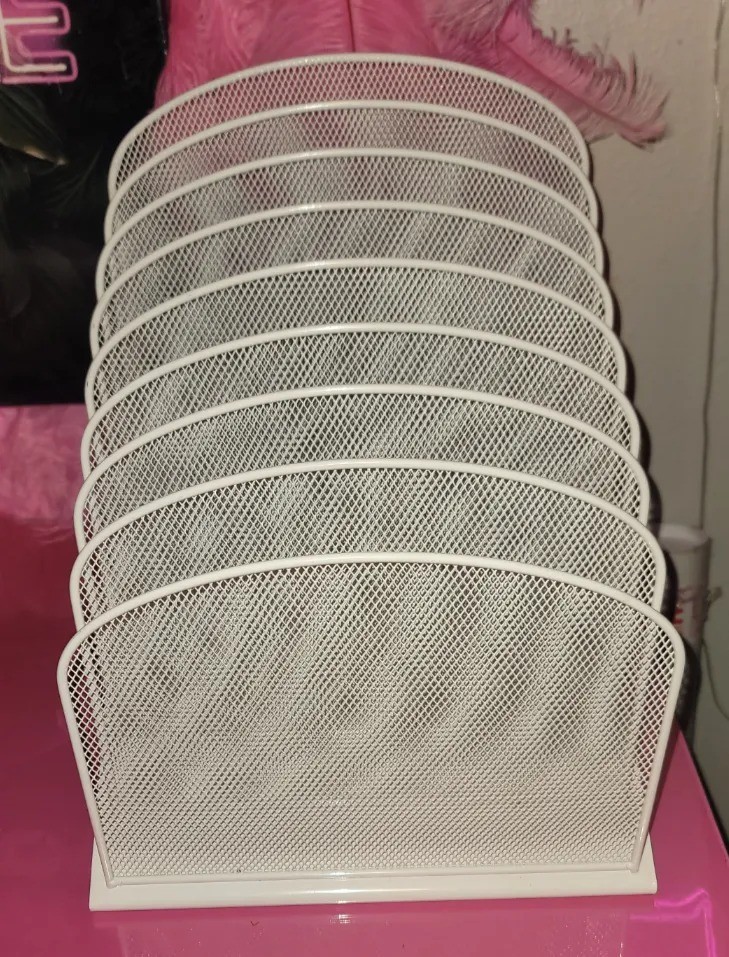 WHITE MESH 8-TIER VERTICAL DESKTOP FILE SORTER ORGANIZER