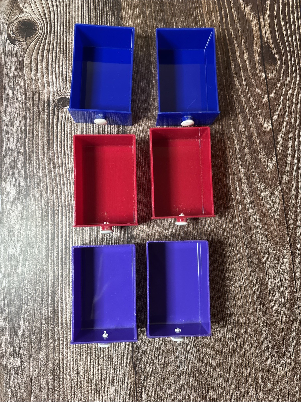 Mod Small Desk Organizer Teal w/Drawers Vintage 1980s Retro Blue Red Purple
