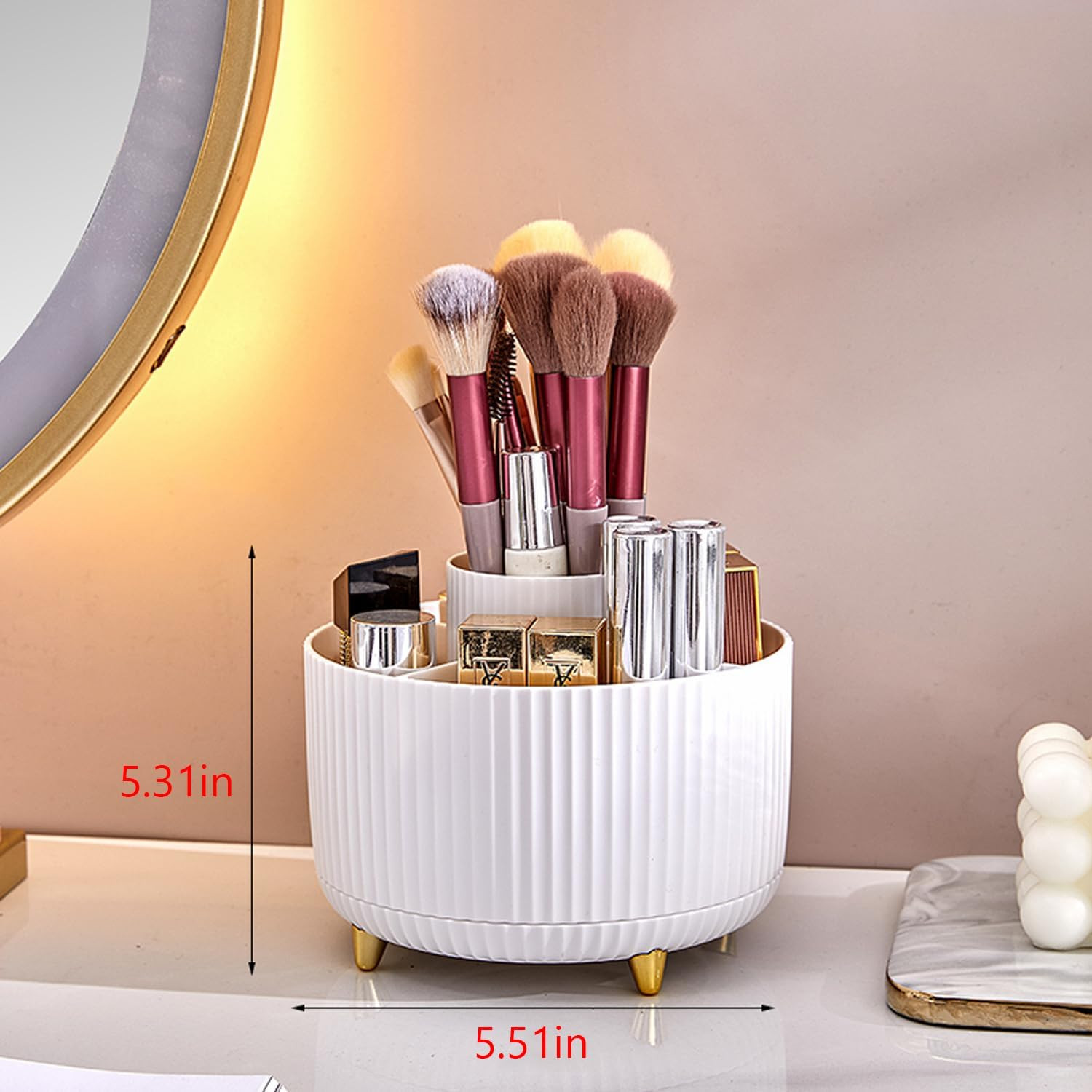 Desk Pencil Pen Holder, 5 Slots 360°Degree Rotating Pencil Pen Organizers for De