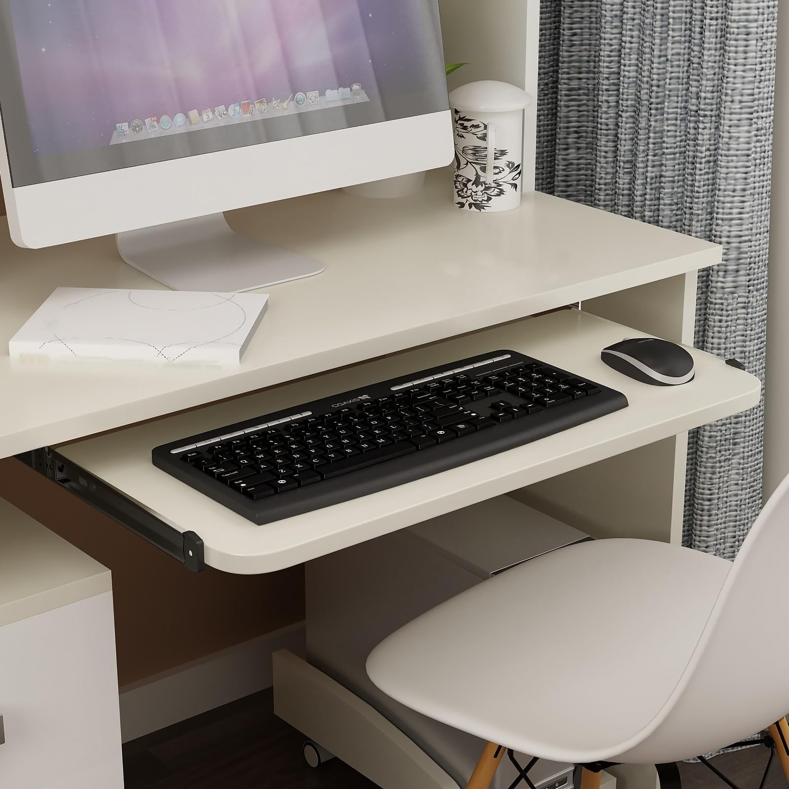 Veemoon Under Desk Keyboard Sliding Rails, 14-23 Inch Ball Bearing Black
