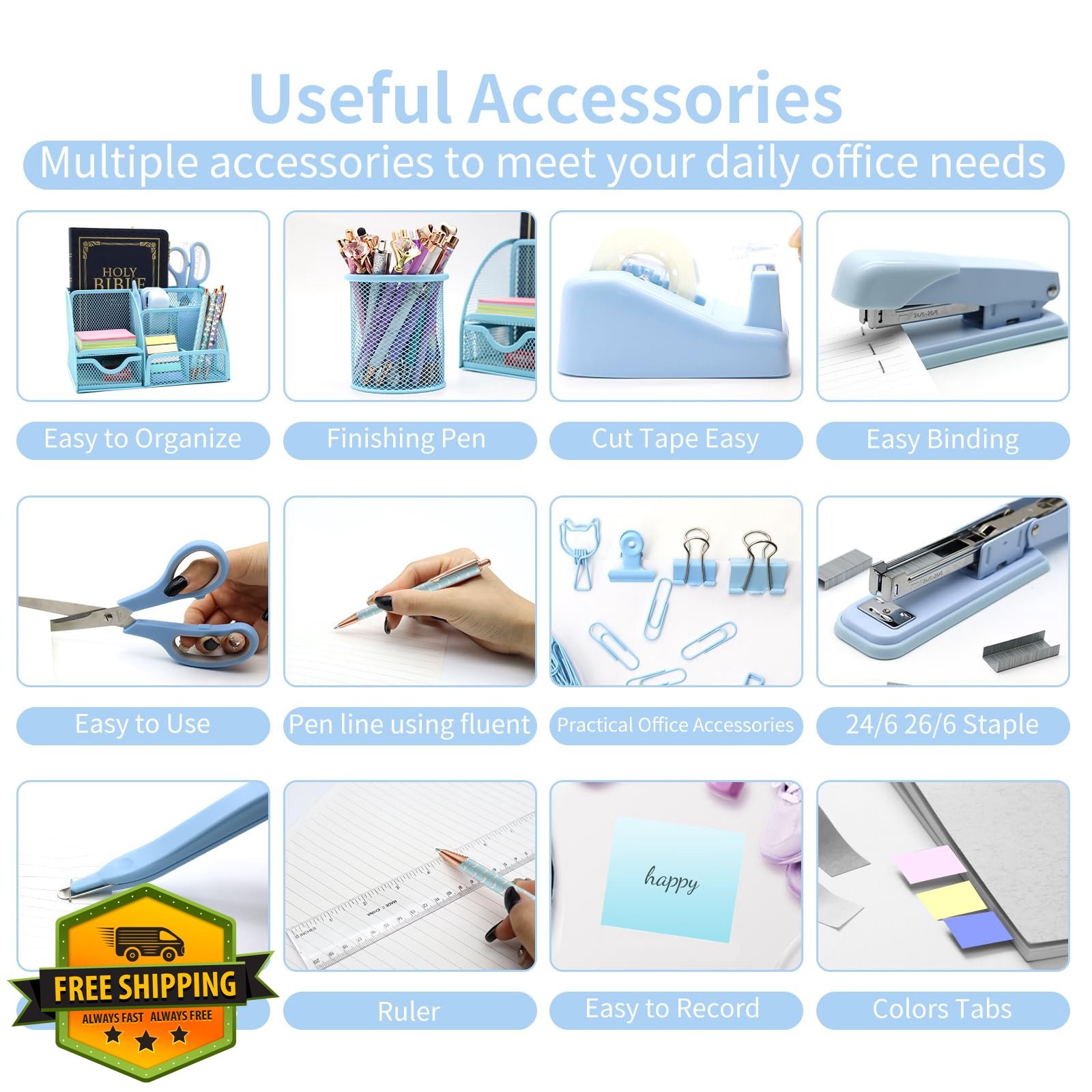 Shellvcase Blue 12-in-1 Desk Organizer Set