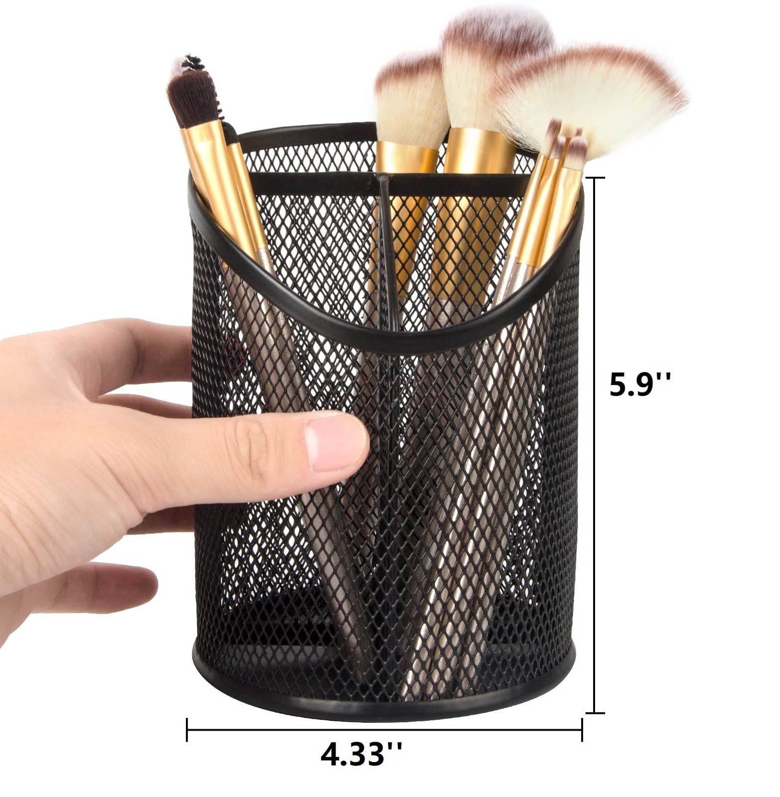 2 Pack Pen Holder Mesh Round Pencil Holder Desktop Organizer 3 Compartments, …