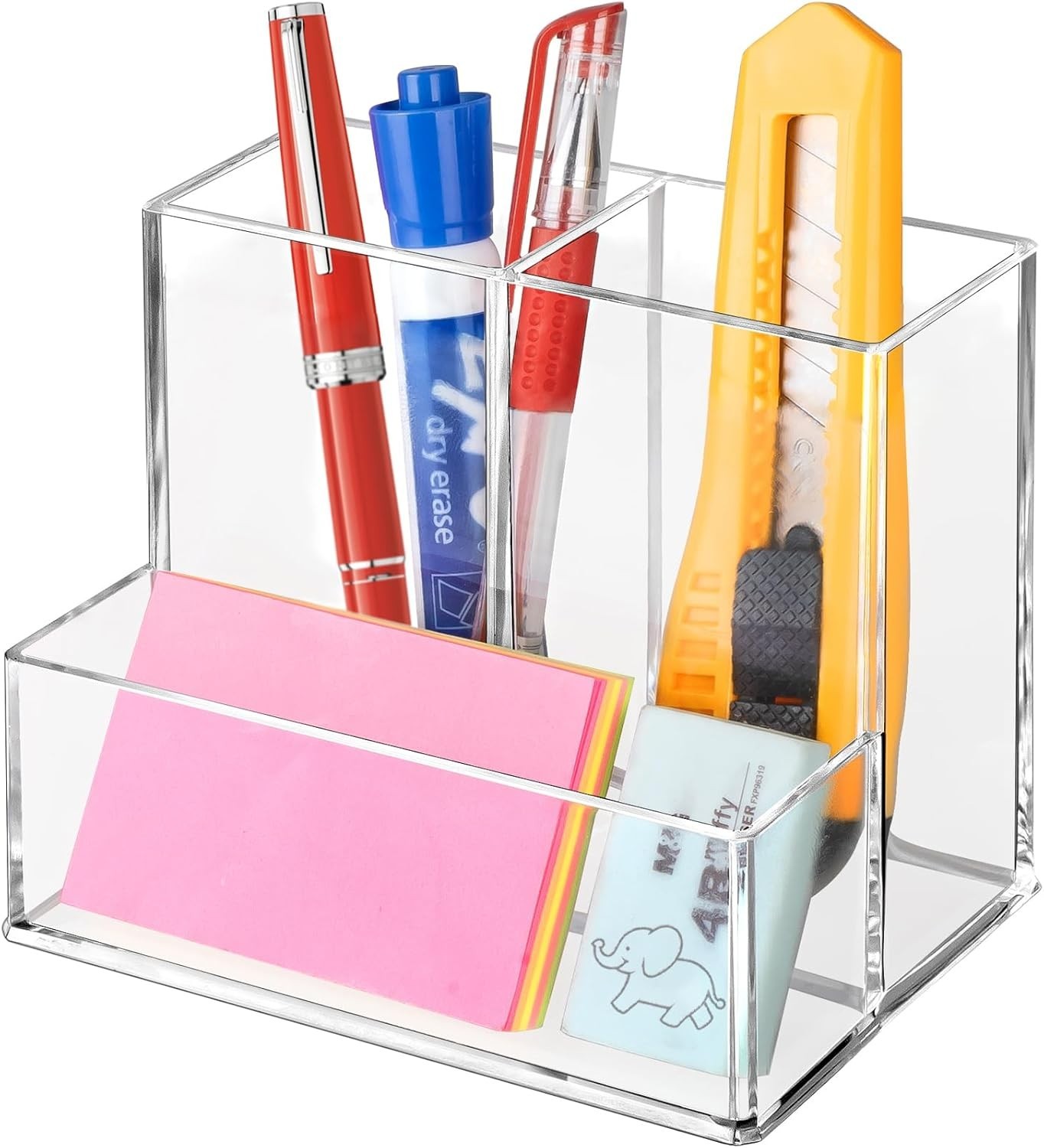 Pen Holder for Desk, Clear Acrylic Pencil Holder for Desk, Marker Holder with…