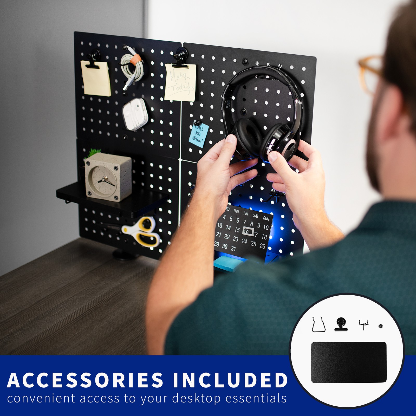 VIVO Steel Clamp-on 20″ x 24″ Desktop Pegboard (x2), Magnetic Privacy Panel