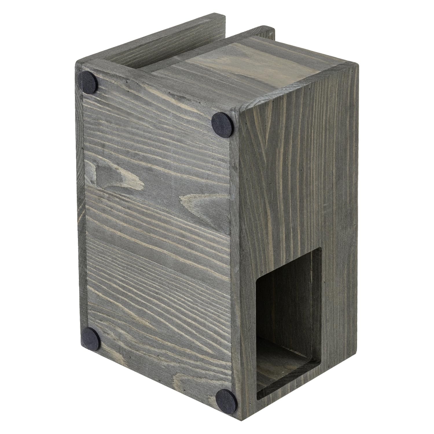 MyGift Vintage Weathered Gray Solid Wood Desktop Medium,