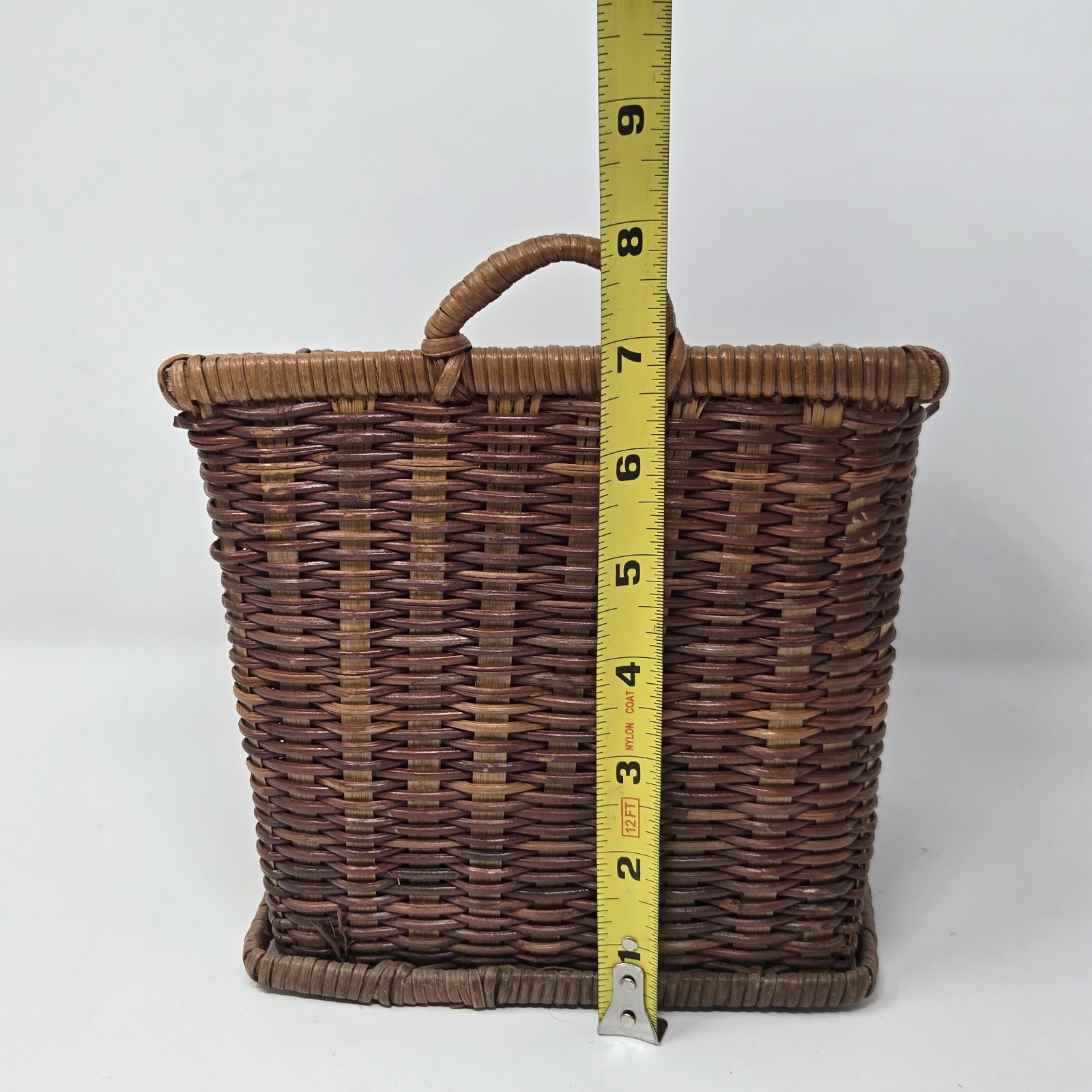 VTG Bamboo Wicker Rattan Desk Accessory Square Letter Holder 3 Compartment Hang