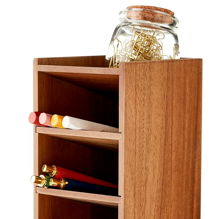 Pen+Gear Wooden Pencil Tower Vertical Pen Holder Marker Organizer Desk Storage