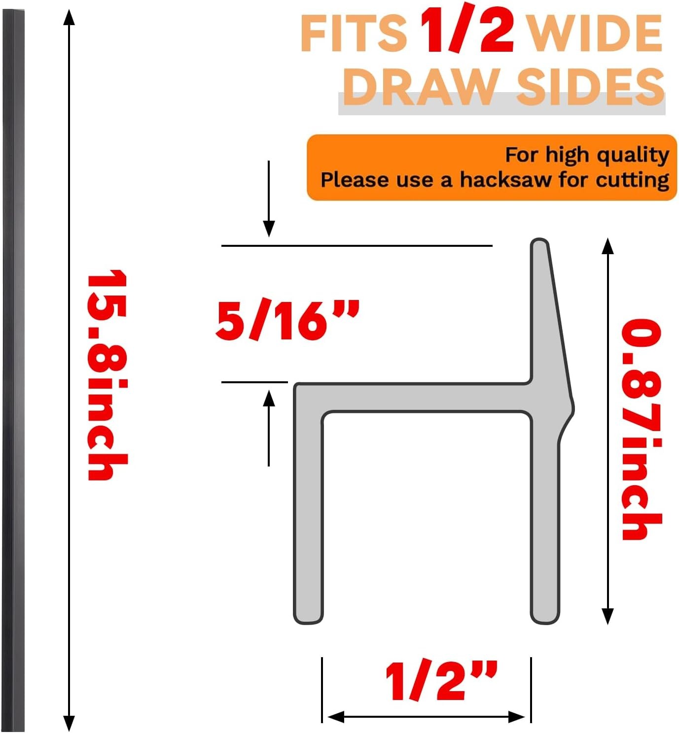 2 Pieces PVC Drawer Hanging File Rails Black Cabinet Rails Hanging 1/2 Drawer