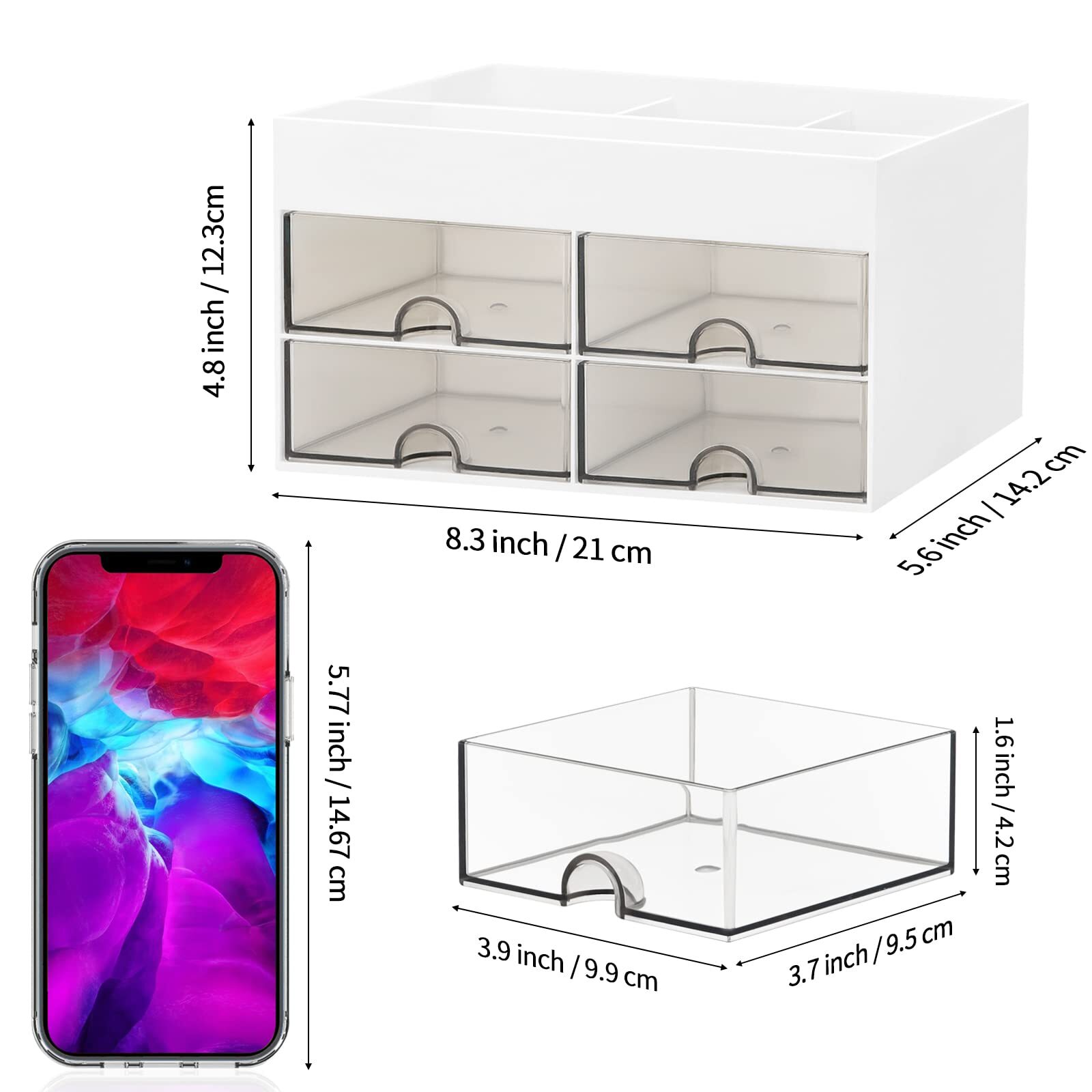 Office Desk Organizer Stationary Desk Caddy w/ Drawer for Pen Pencil Sticky Note