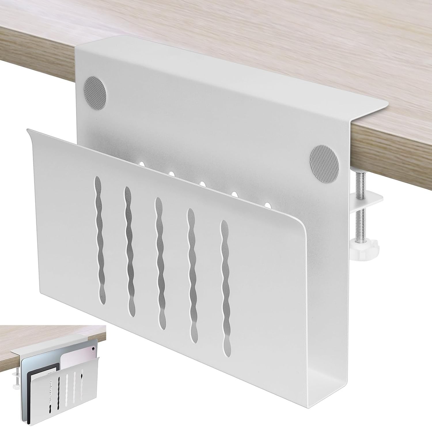Desk Side Storage, Under Desk Storage, No Drill Steel Hanging Desk Organizer
