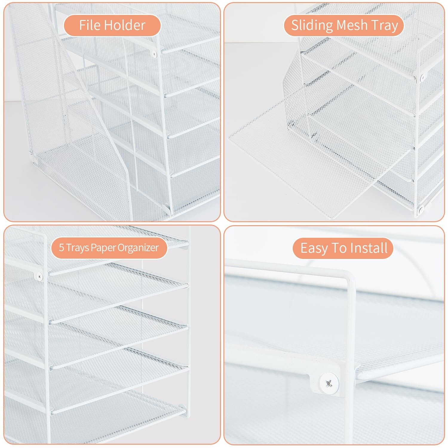 Desk Organizers and Accessories, 5-Tier Paper Letter Tray Organizer with File…