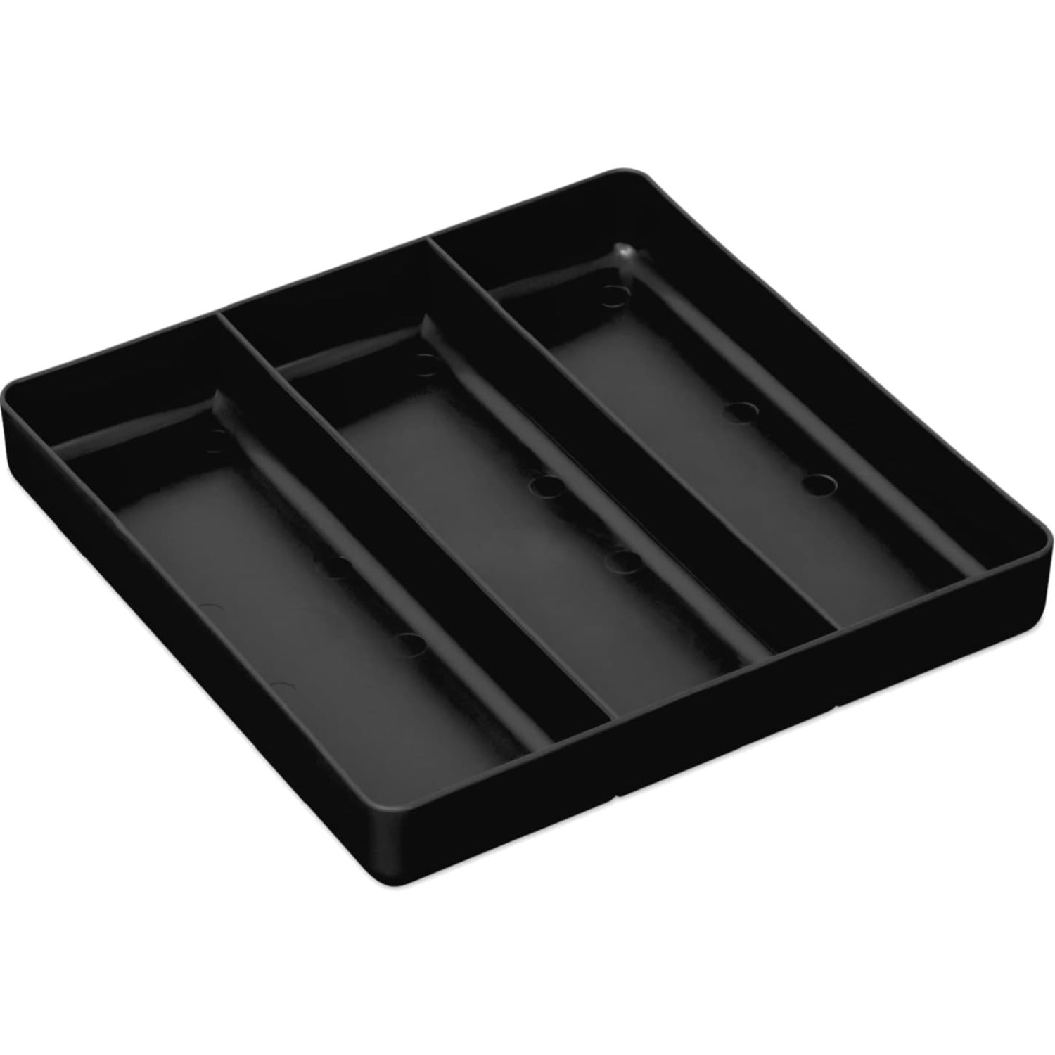 Stackable Organizer Tray 3 Compartments Black Impact Resistant