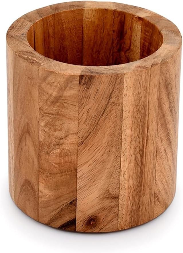 Acacia Wood Pencil/Pen Holder for desk, Round Desktop Organizer for Desk Mult…