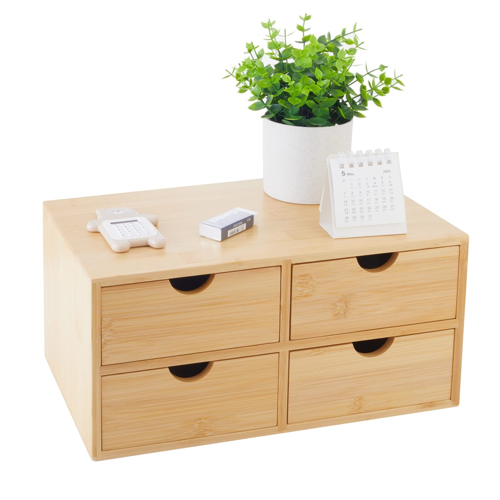 Charmewooden Bamboo Desk Organizer With Drawers Countertop Drawers Counter St…
