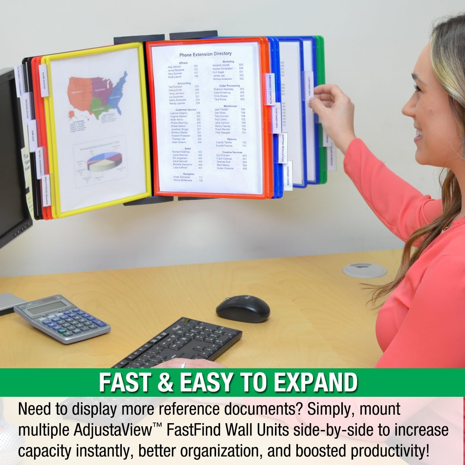 Ultimate Office AdjustaView FastFind 10-Pocket Wall Mounted Reference Display Or