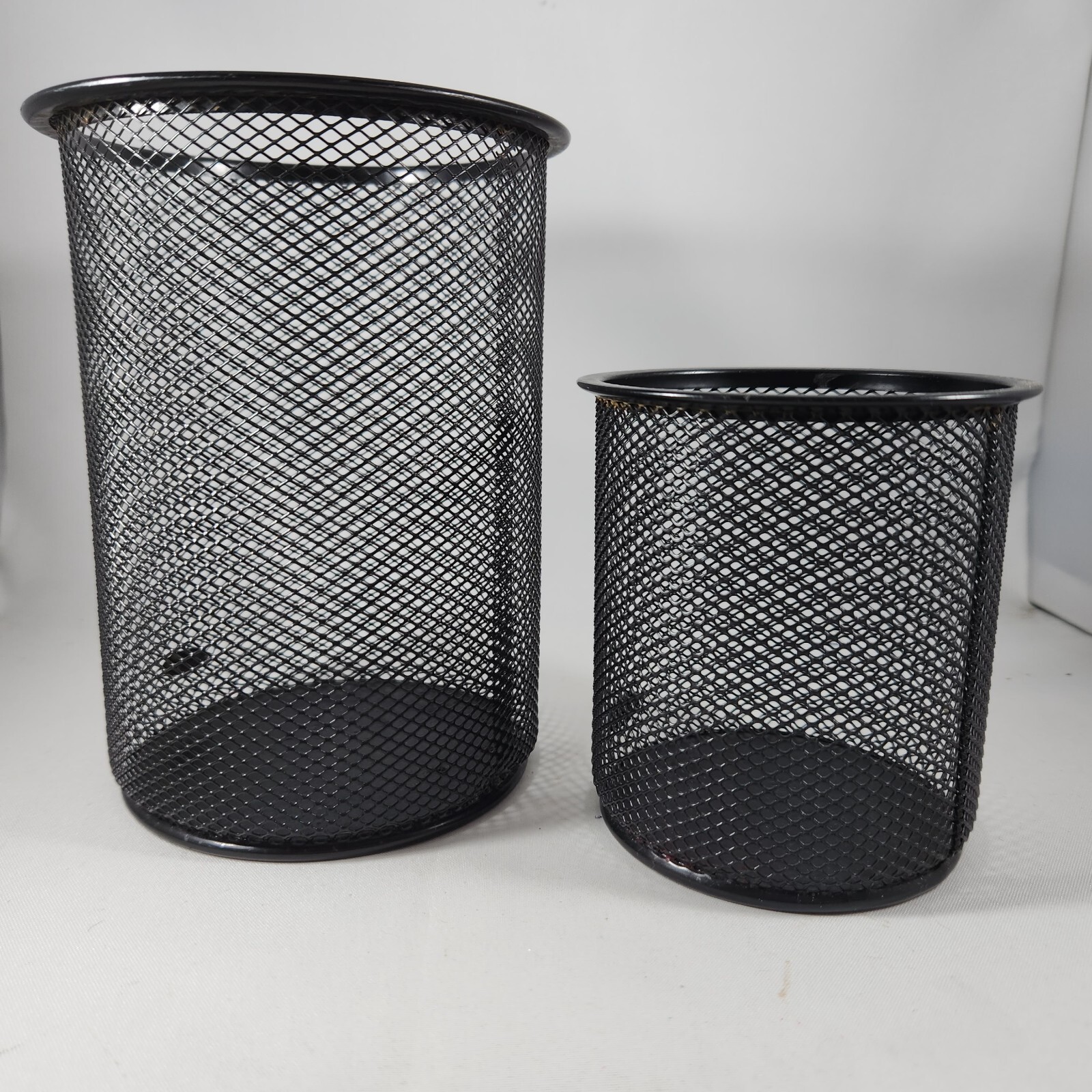 Set of 2 Wired Pencil Holders 6 & 4 Inches Office Decor
