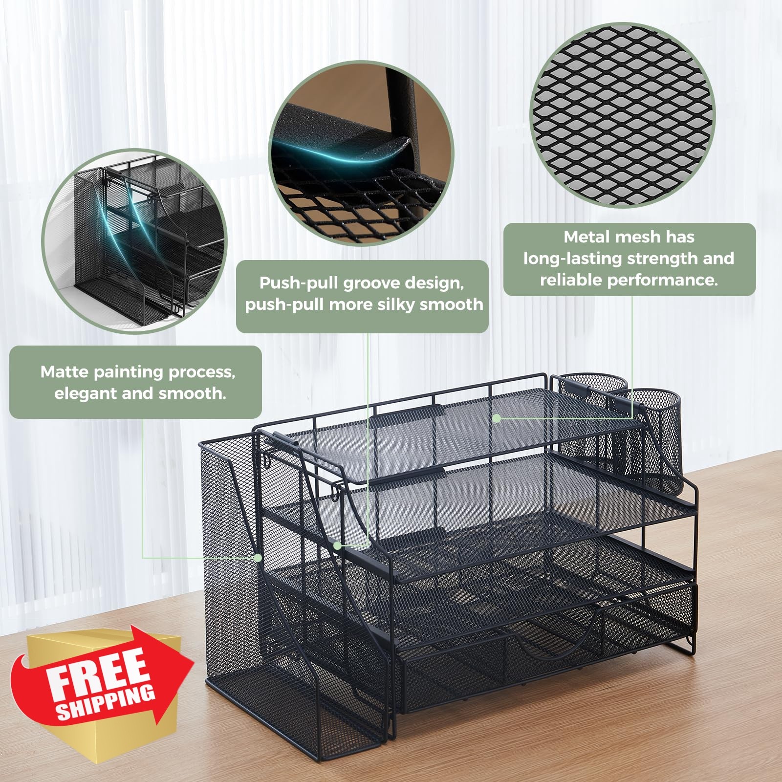 ICOHOT Desk Organizer 4 Tier Tray Drawer