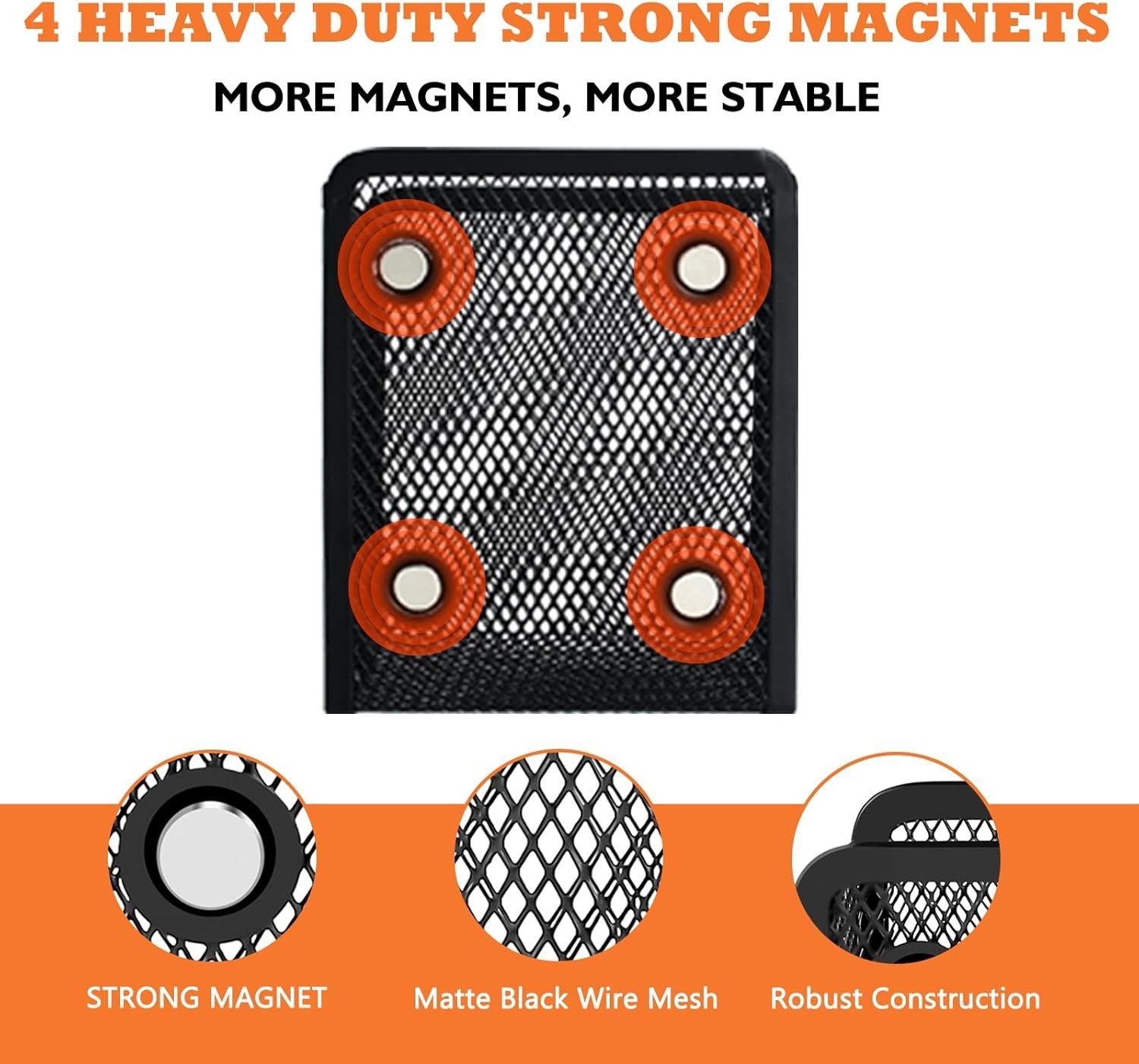 Durable Magnetic Pencil Holder – Rust-Resistant Mesh Organizer for Stationery