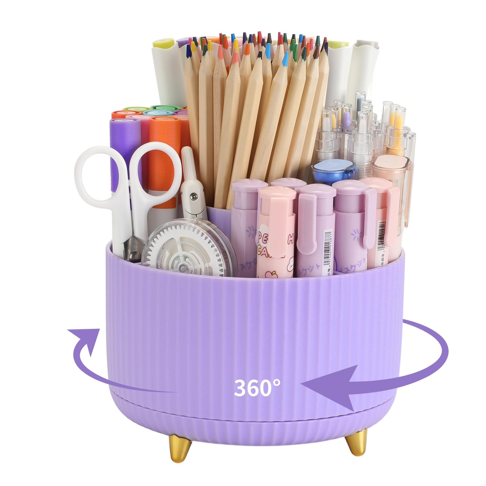 Pen Holder For Desk With 5 Slots 360°Rotating Pencil Holder Makeup Organiezr …