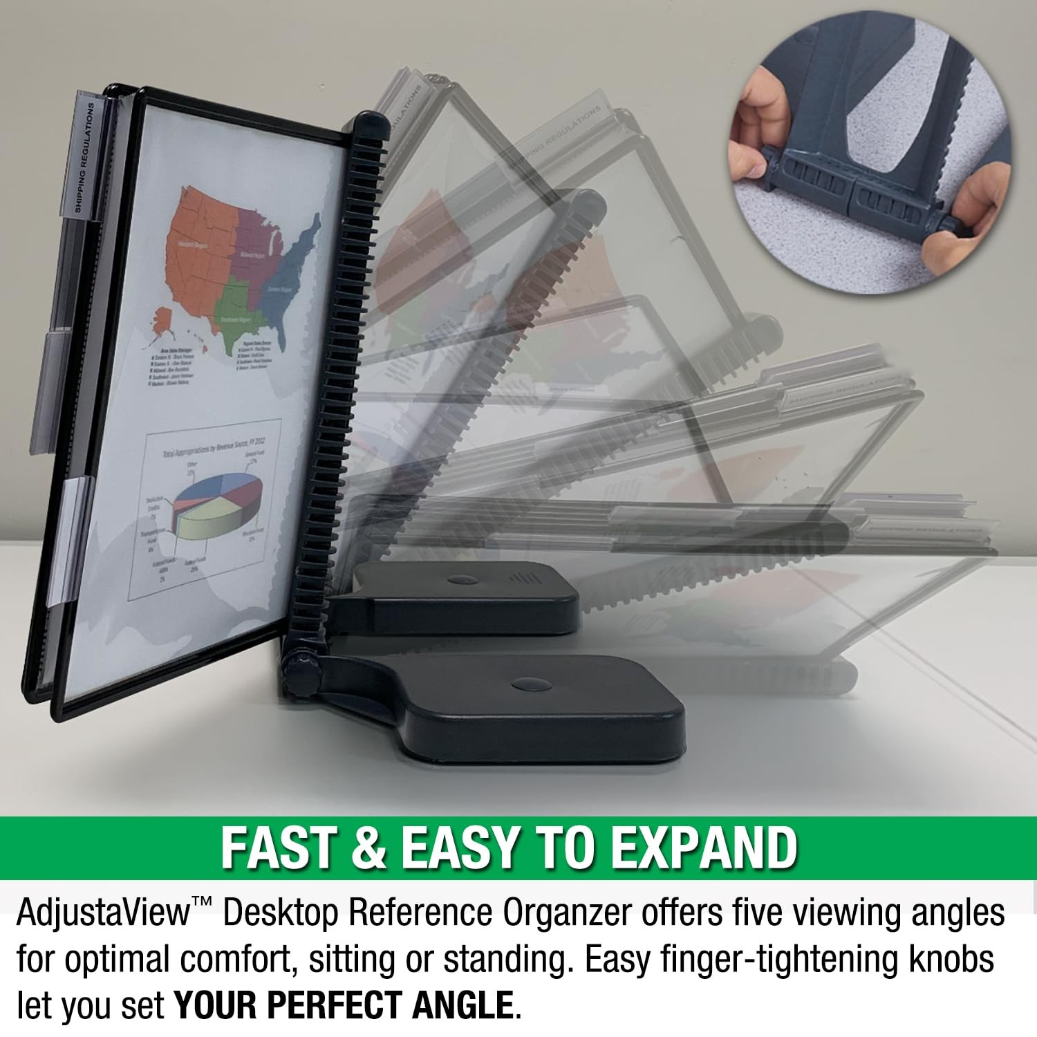 Ultimate Office AdjustaView 10-Pocket Desk Reference Organizer with Easy-Load…