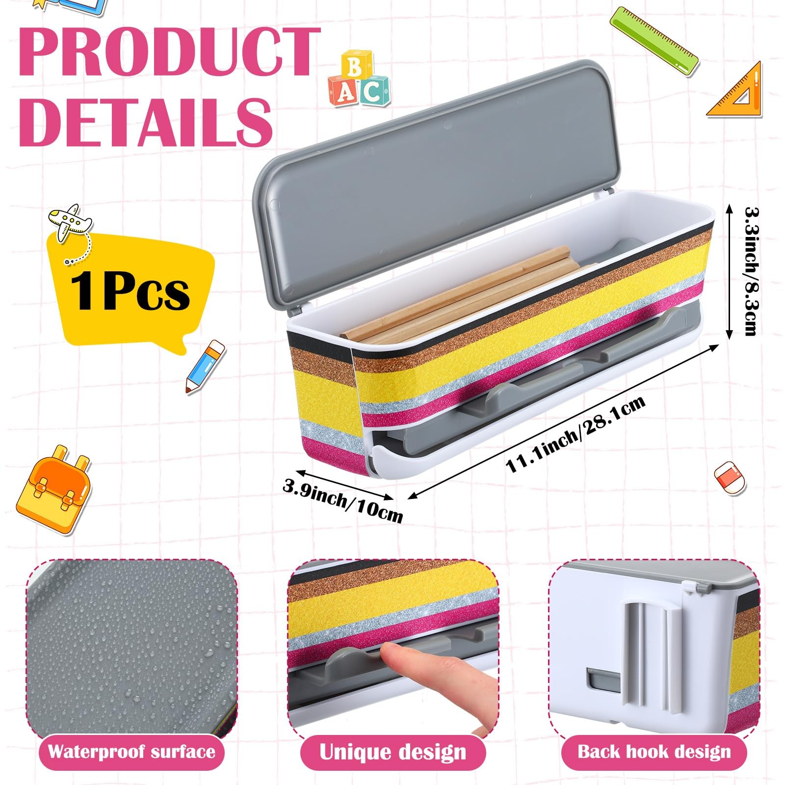 Pencil Dispenser for Classroom Pencil Holder Teacher Must Have Yellow Pink Cl…