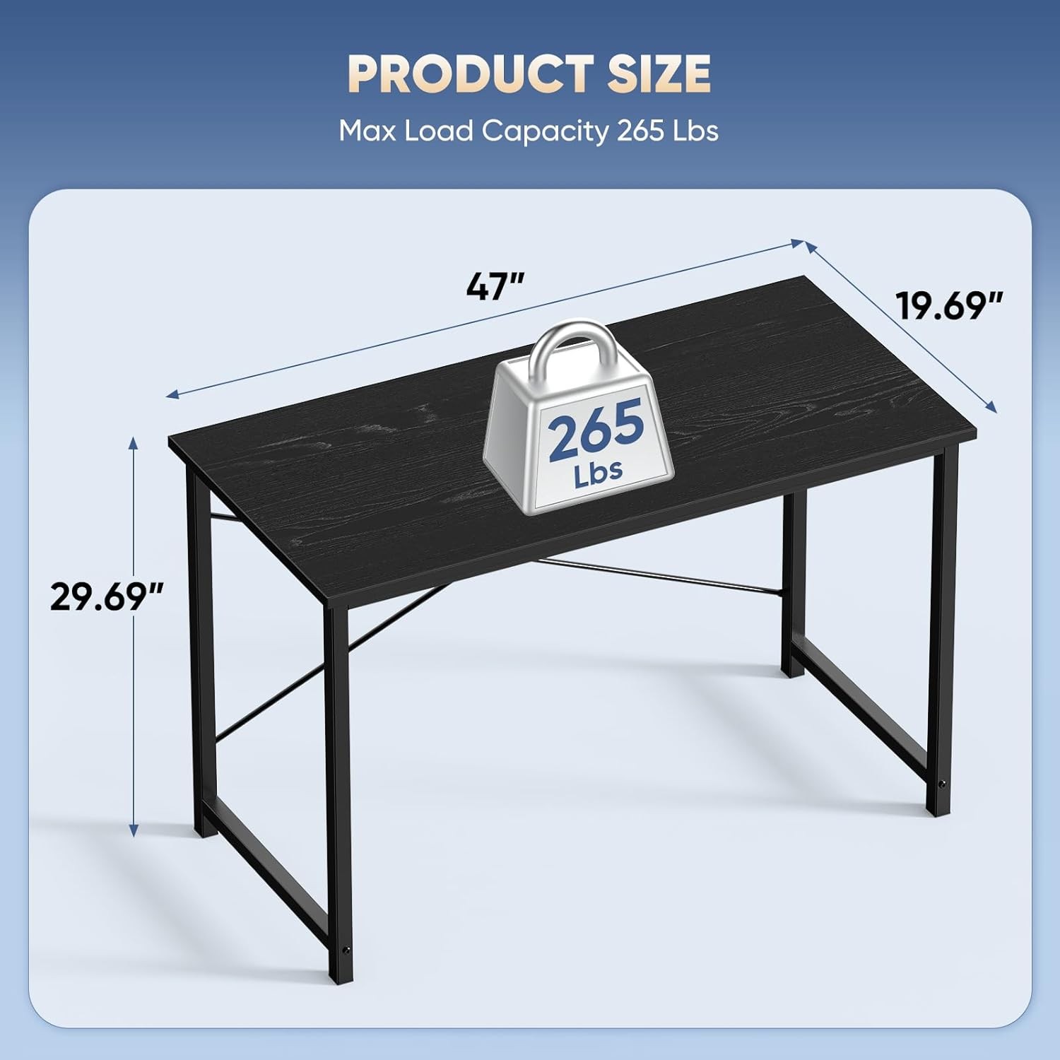 DUMOS 47 Inch Computer Desk for Home Office, Modern Writing Study Table Simple M