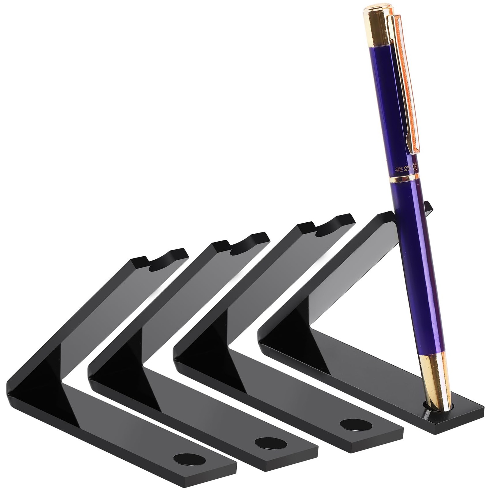 AIOMOB 4 Pieces Acrylic Pen Holder Display Stand Black Makeup Brush Rack Orga…