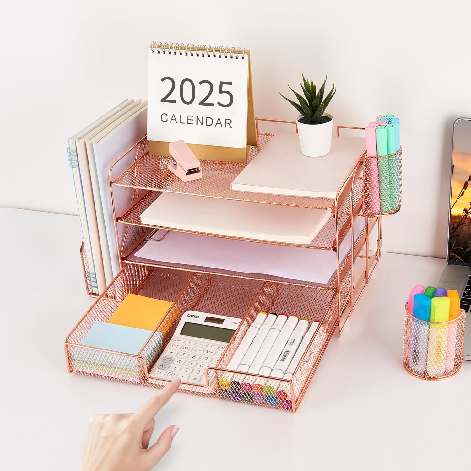 Letter Tray Organizer, 4 Tier Desktop Accessory and Workspace Desktop Organizer