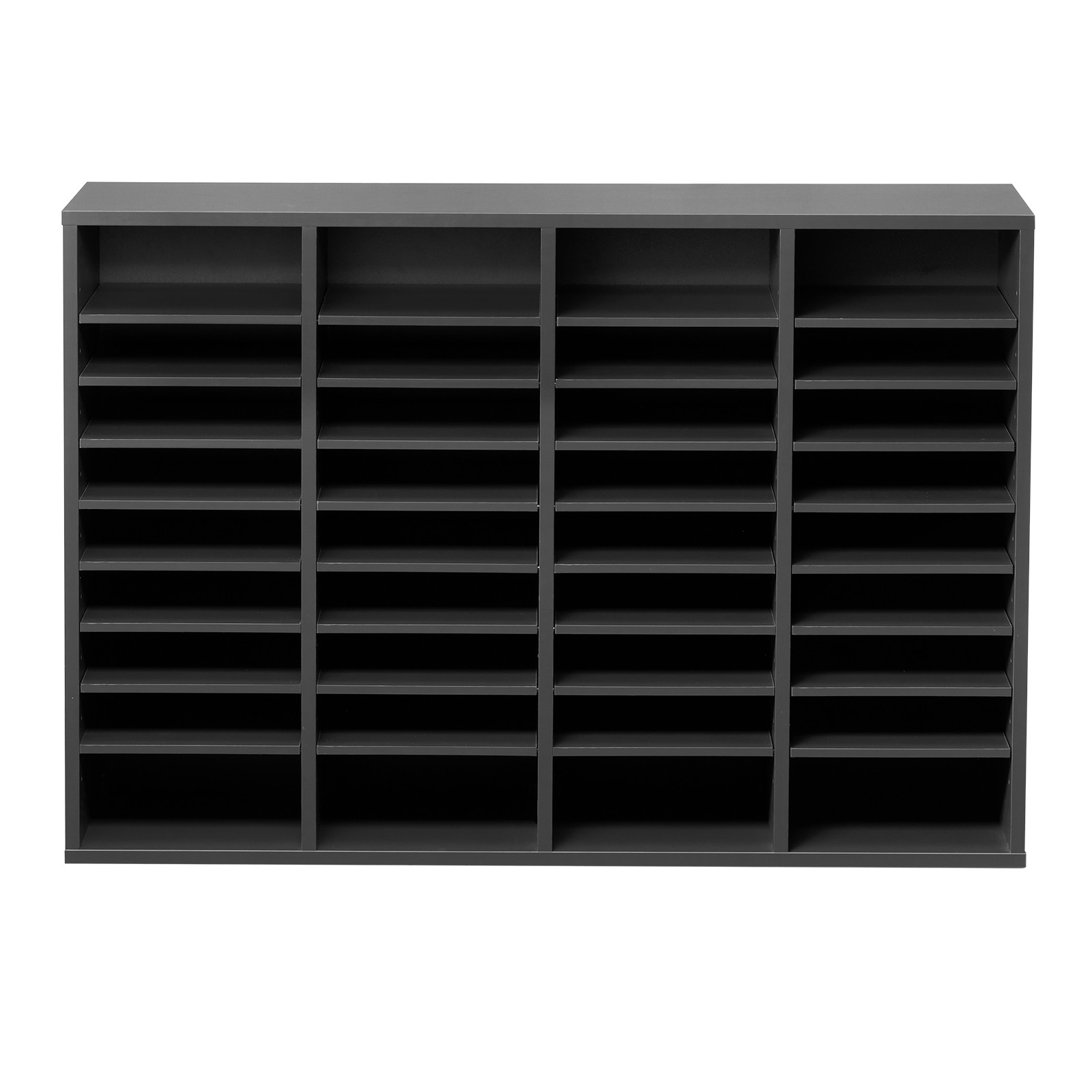 Uimoso Wooden Literature Organizer 36 Compartments with Adjustable Shelves Grey