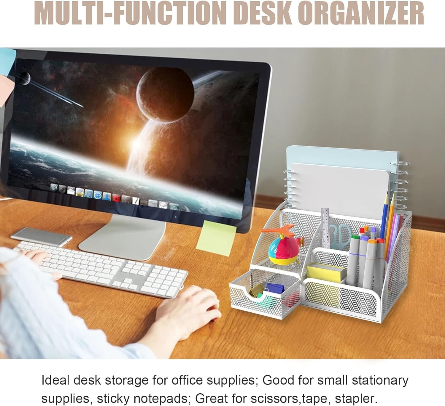 Desk Organizer and Accessories, Black Desk Organizer Drawer 8.7″D x 5″W x 5.5″H