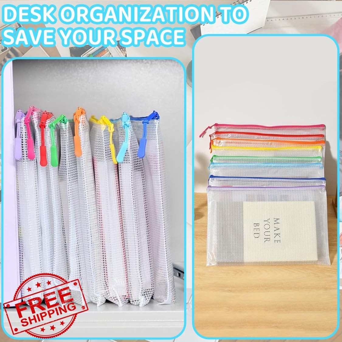YOPCDJ Mesh Zipper Pouch A3 17×12 8 Colors