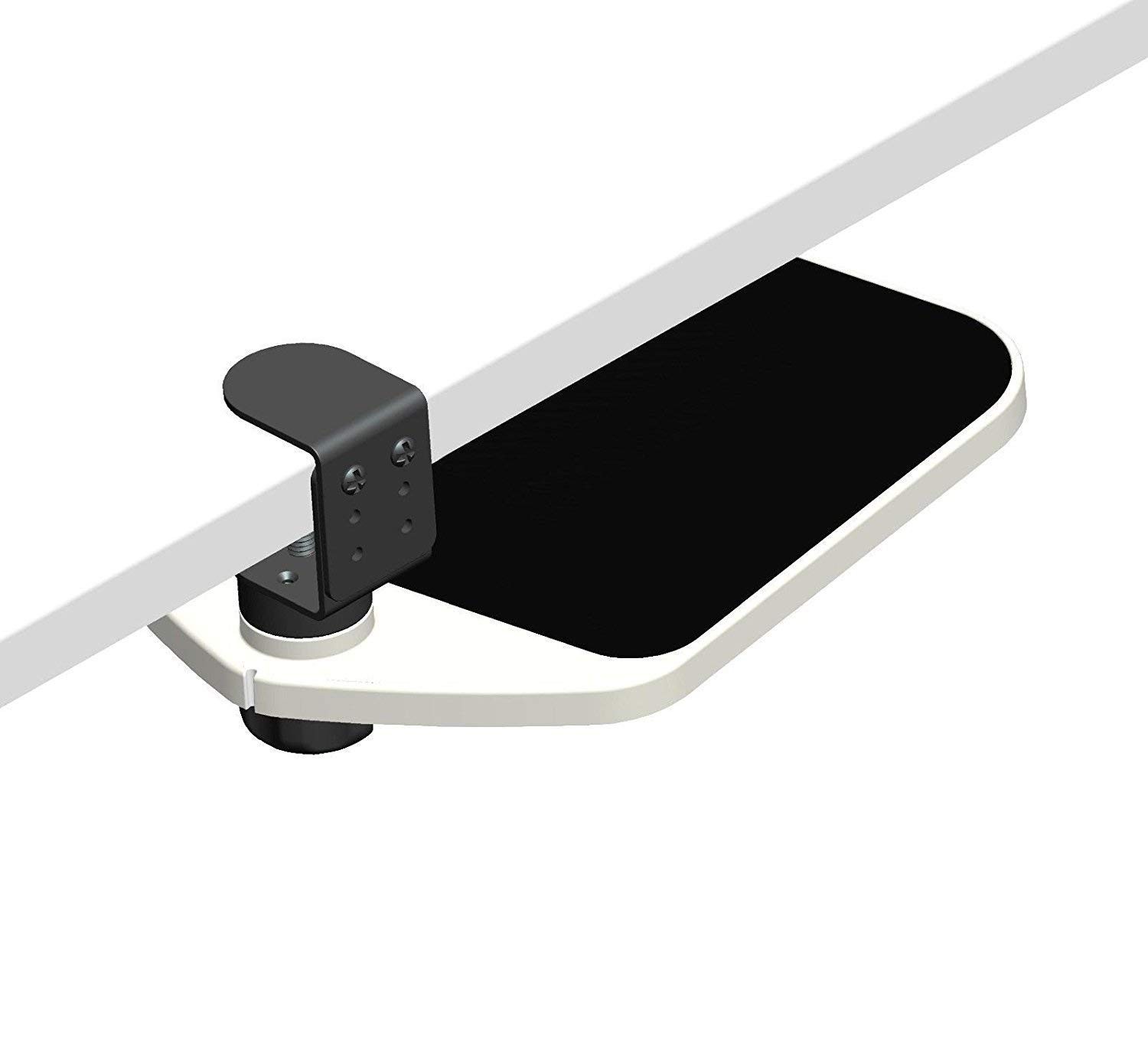 FUZADEL Mouse Platform Clamp On Under Desk 7.6L x 3W inches, White+Black
