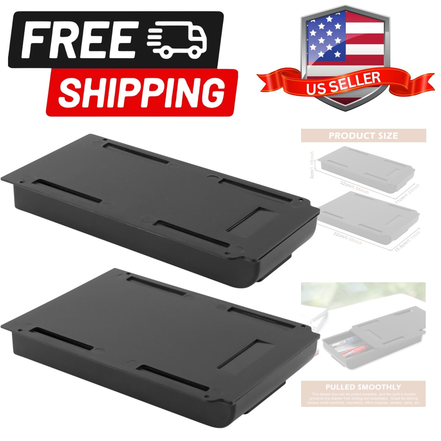 2 Pack Under Desk Drawer Organizer,Under Desk Drawer,Under Desk Storage Drawe…