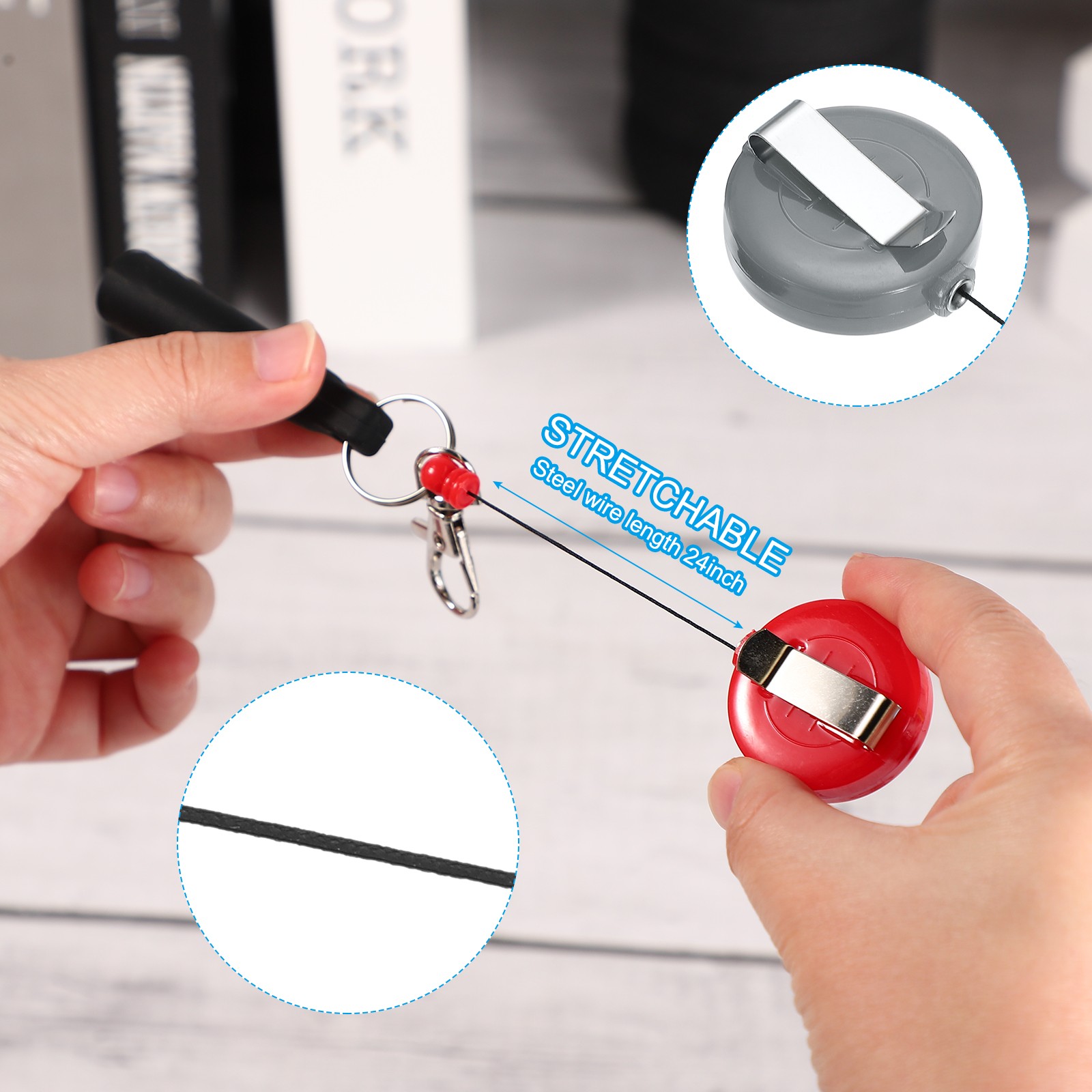 4Pcs Retractable Pen Holder Pull Pen Pencil Holder Elastic Silicone Gray
