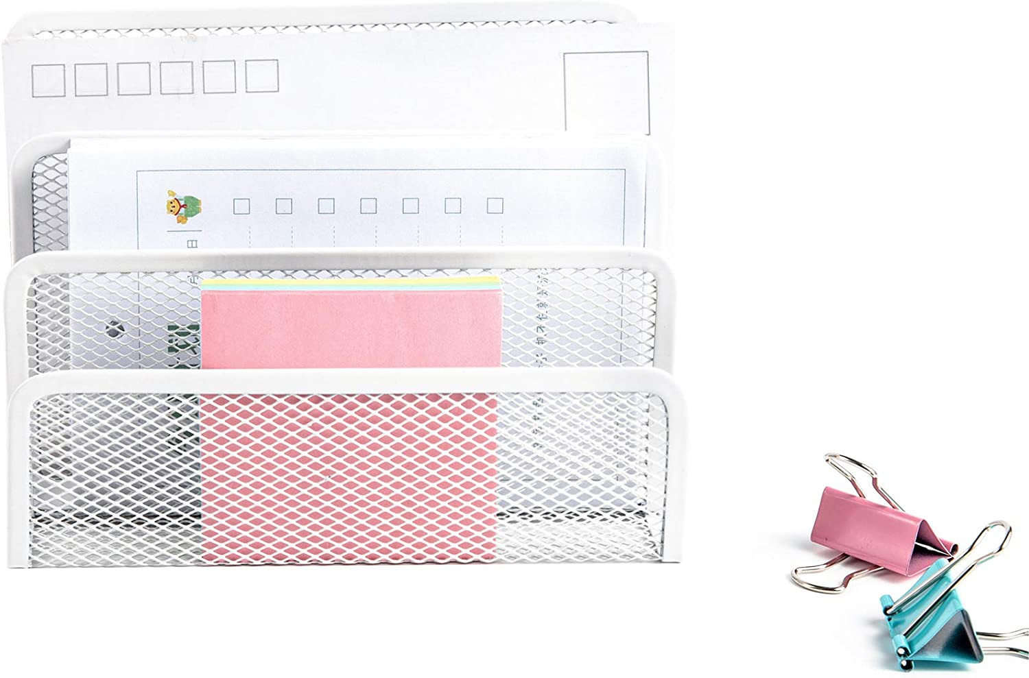VANRA Small Letter Sorter Desktop File Holder Organizer Metal Mesh with 3 Vertic