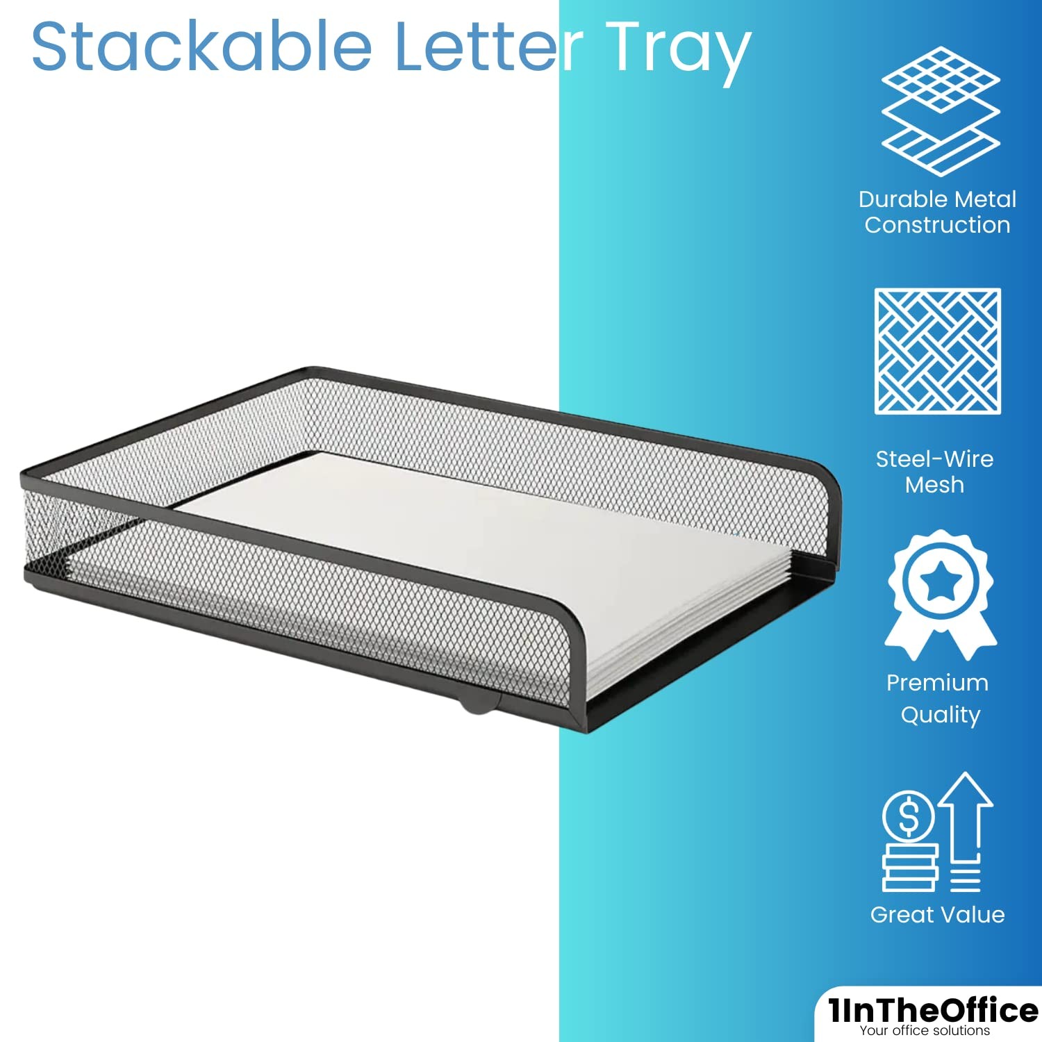 Desk Trays Stackable Letter Tray Matte Black Wire Mesh Front-Load Paper Tray …