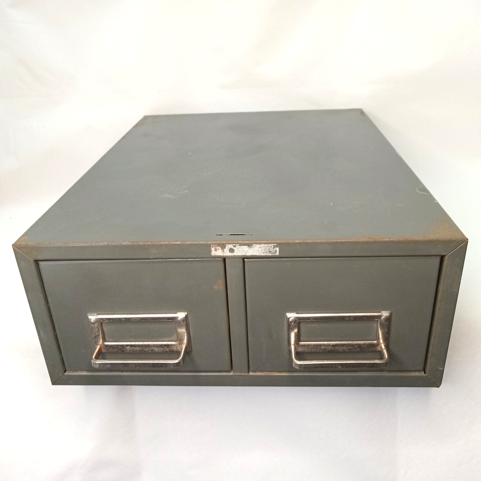 Vintage ASCO 2 Drawer Steel Index Card Cabinet Filing Cabinet